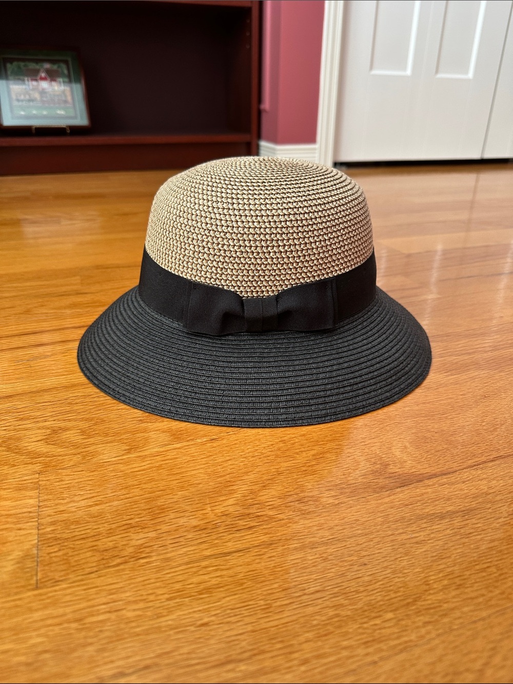 Parkhurst two tone straw hat with ribbon